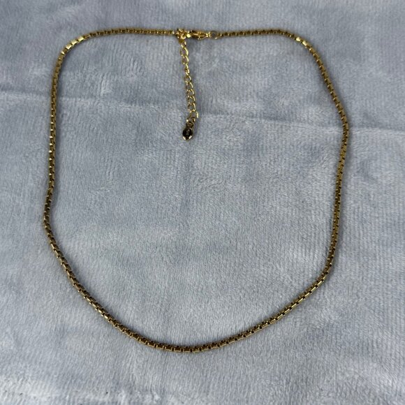 Vintage Gold-Tone Box Chain Necklace Monet with Adjustable Length Lobster Clasp - Picture 15 of 16